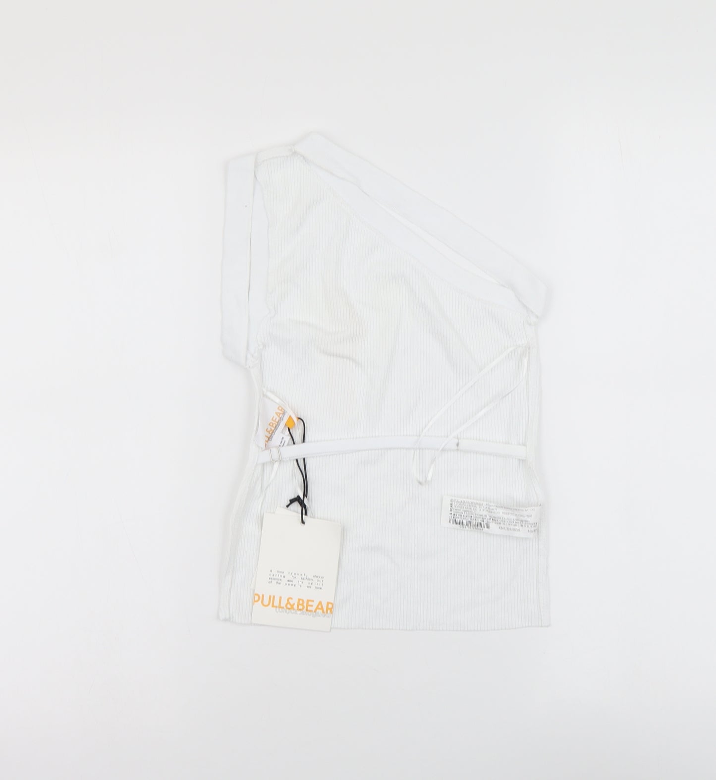 Pull&Bear Womens White Polyester Basic Blouse Size S One Shoulder