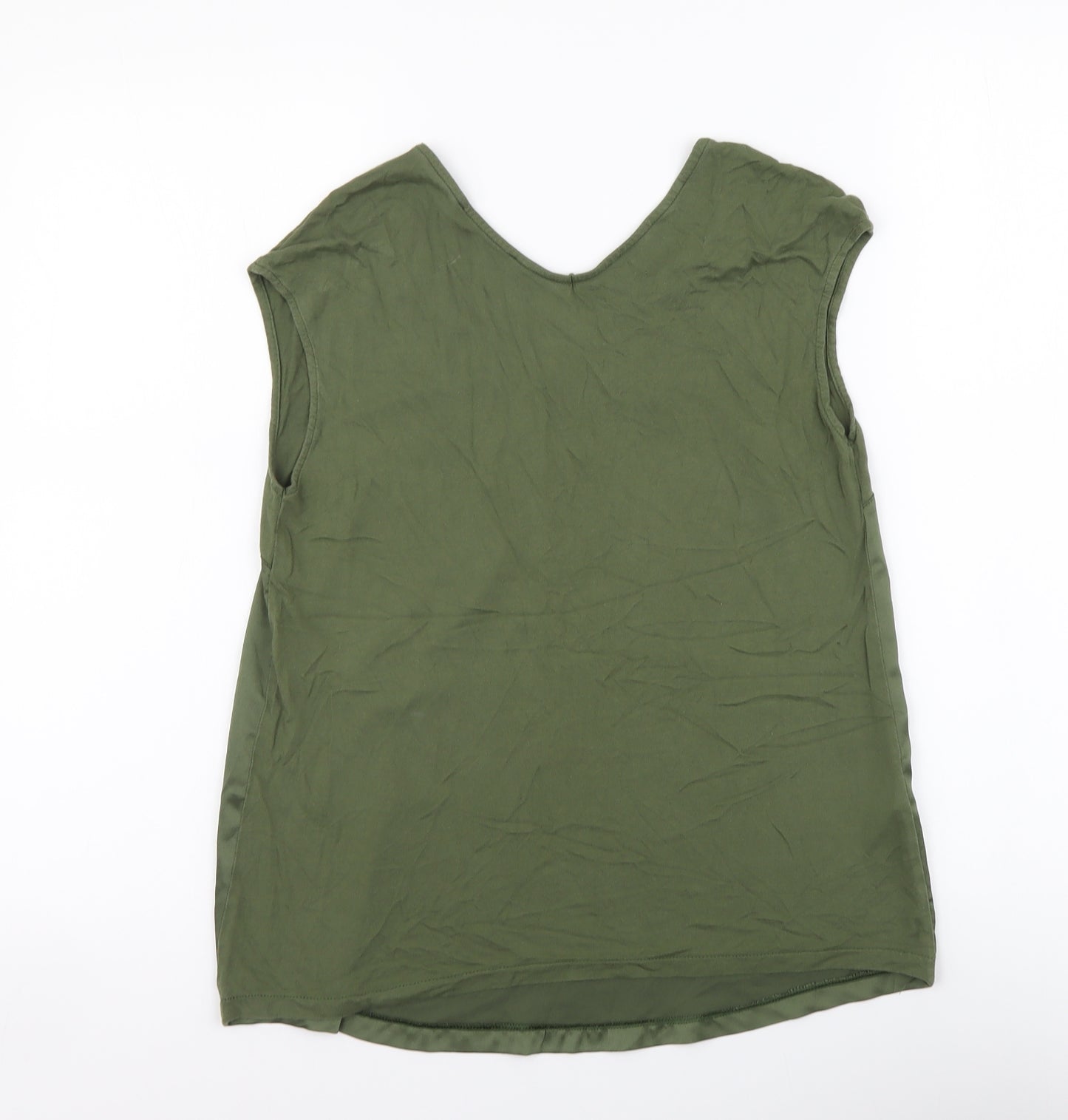 Mango Womens Green Viscose Basic Tank Size S V-Neck