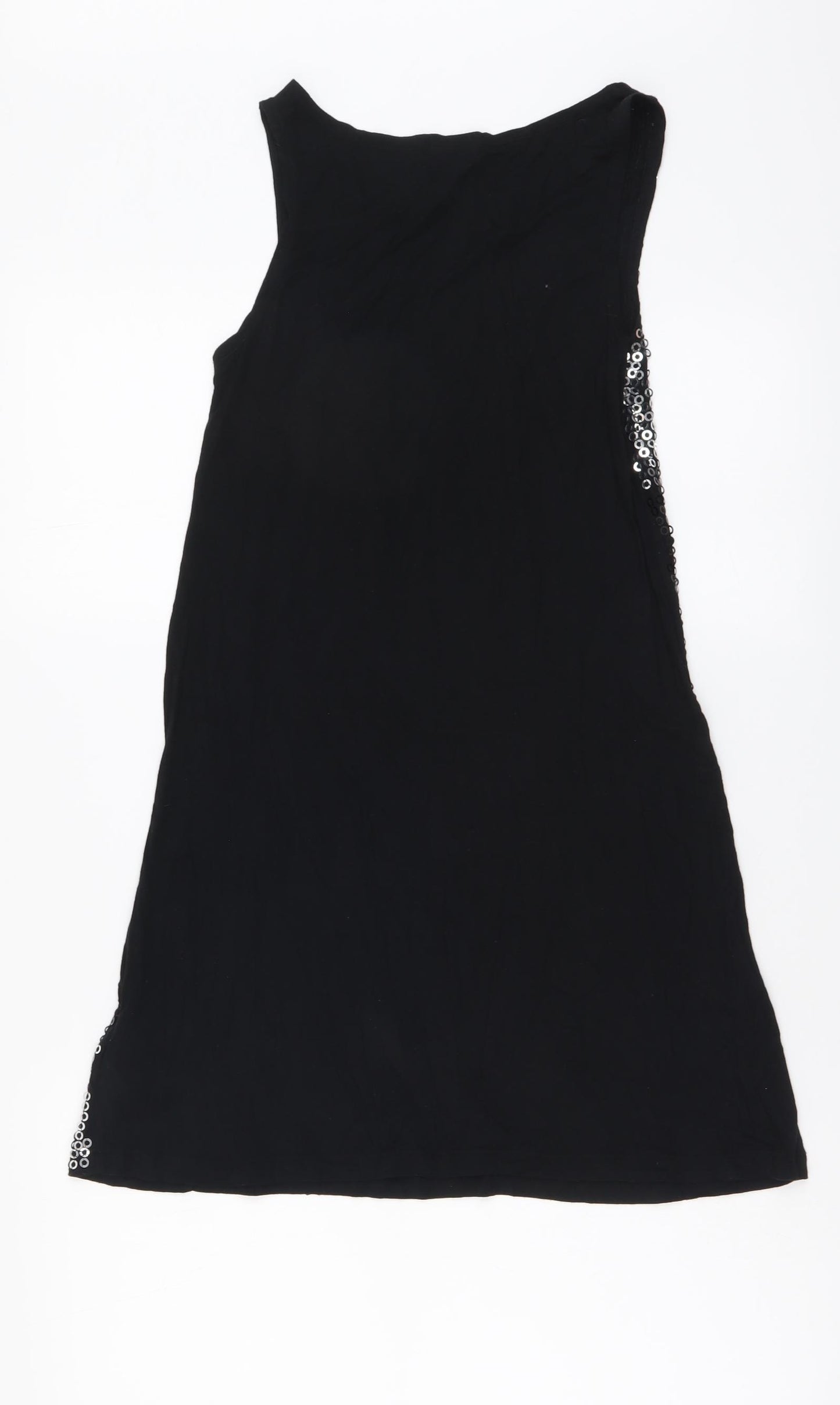 H&M Girls Black Striped Polyester A-Line Size 14 Years Round Neck Pullover