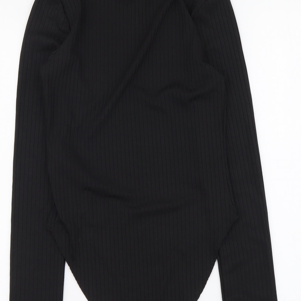 New Look Womens Black Polyester Bodysuit One-Piece Size 14 Snap