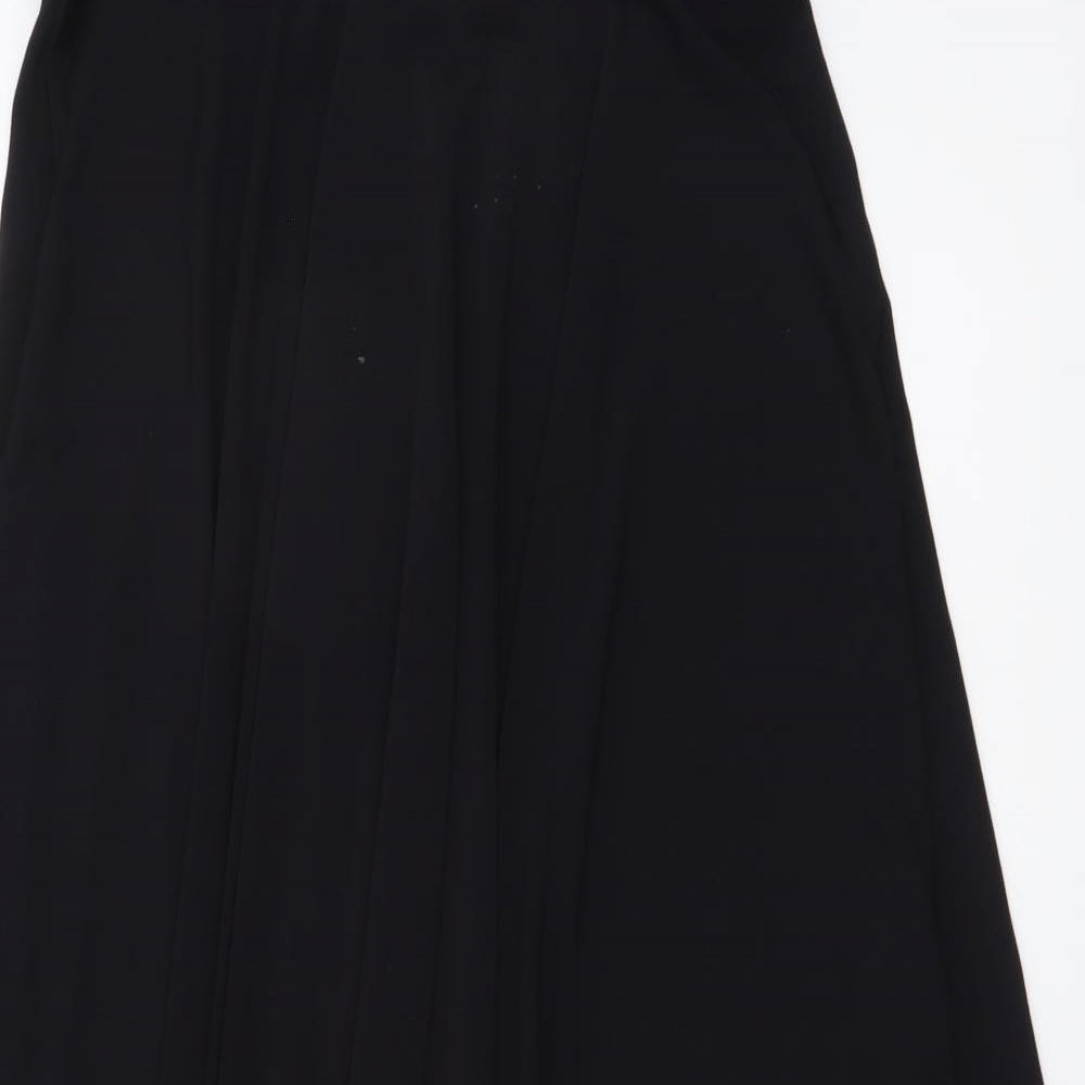 H&M Womens Black Polyester Skater Skirt Size S Drawstring