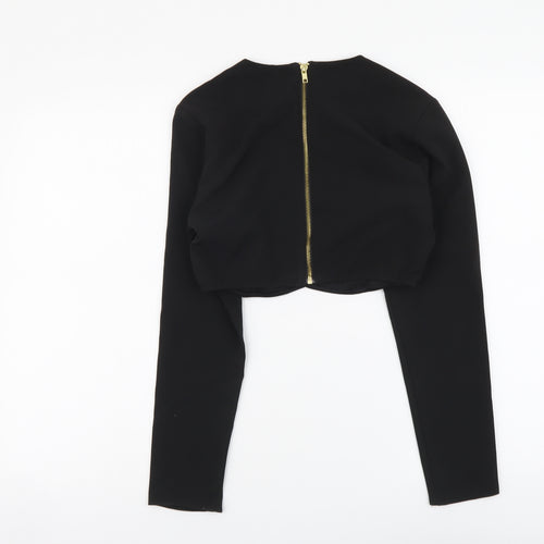 ASOS Womens Black Polyester Cropped Blouse Size 8 Round Neck