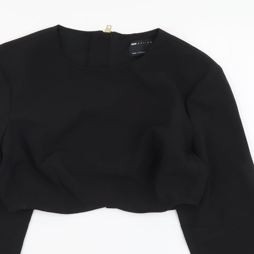 ASOS Womens Black Polyester Cropped Blouse Size 8 Round Neck