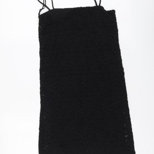 Zara Womens Black Polyester Mini Size M Square Neck Pullover
