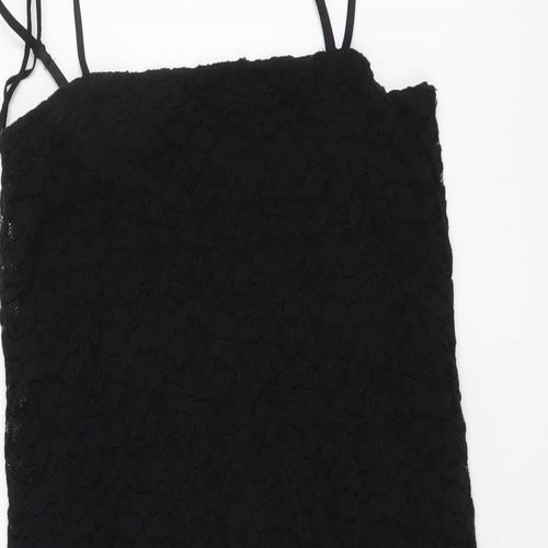 Zara Womens Black Polyester Mini Size M Square Neck Pullover