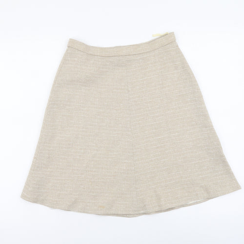 Bequem Womens Beige Acrylic A-Line Skirt Size 8 Zip