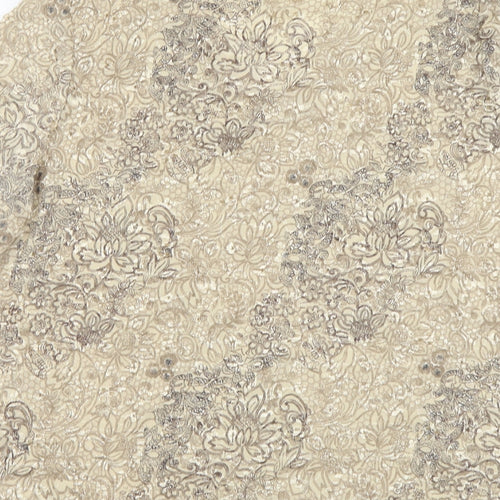 Berkertex Womens Beige Floral Nylon Basic T-Shirt Size 18 V-Neck