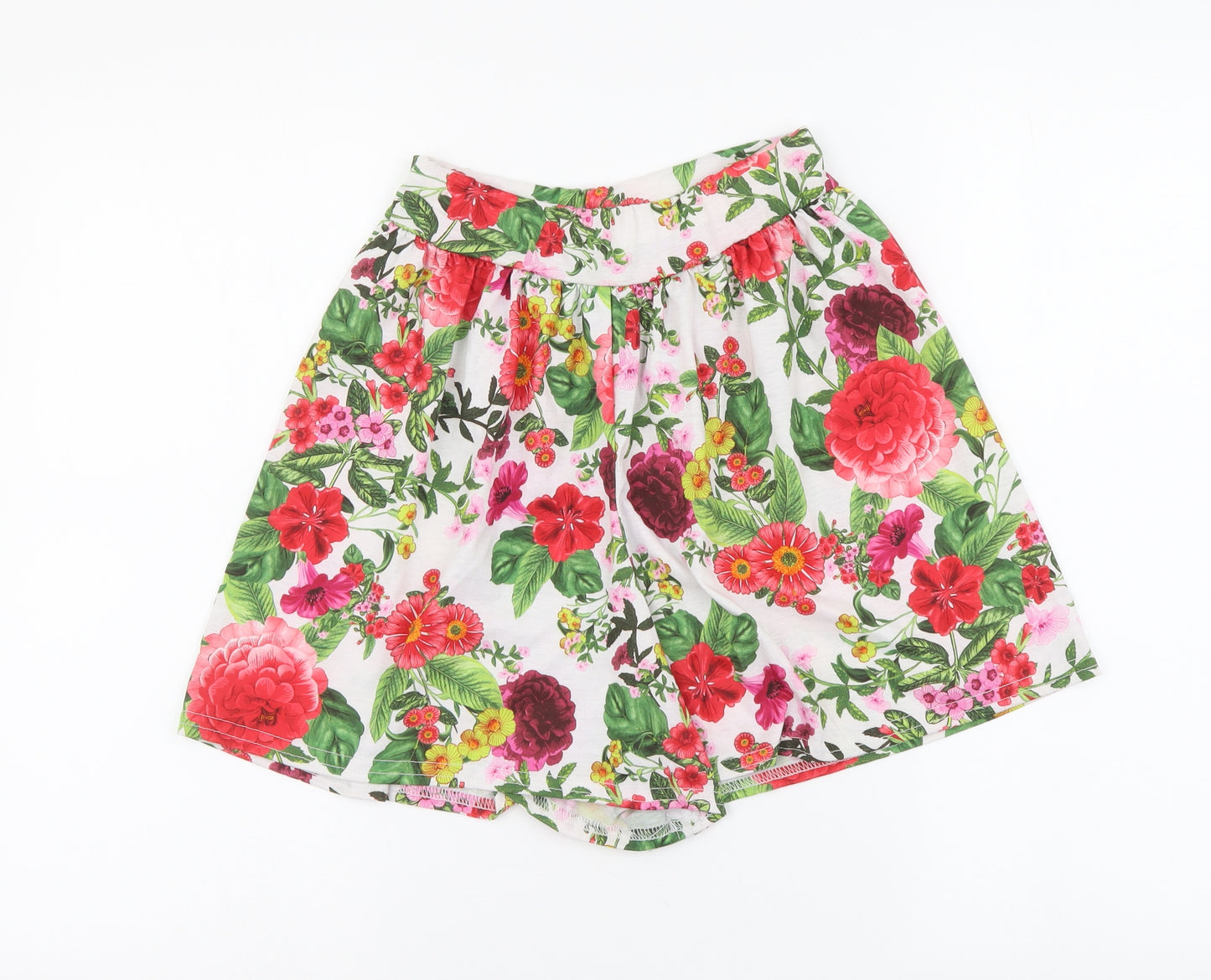 Boohoo Womens Multicoloured Floral Polyester Cut-Off Shorts Size 14 L3 in Regular Drawstring
