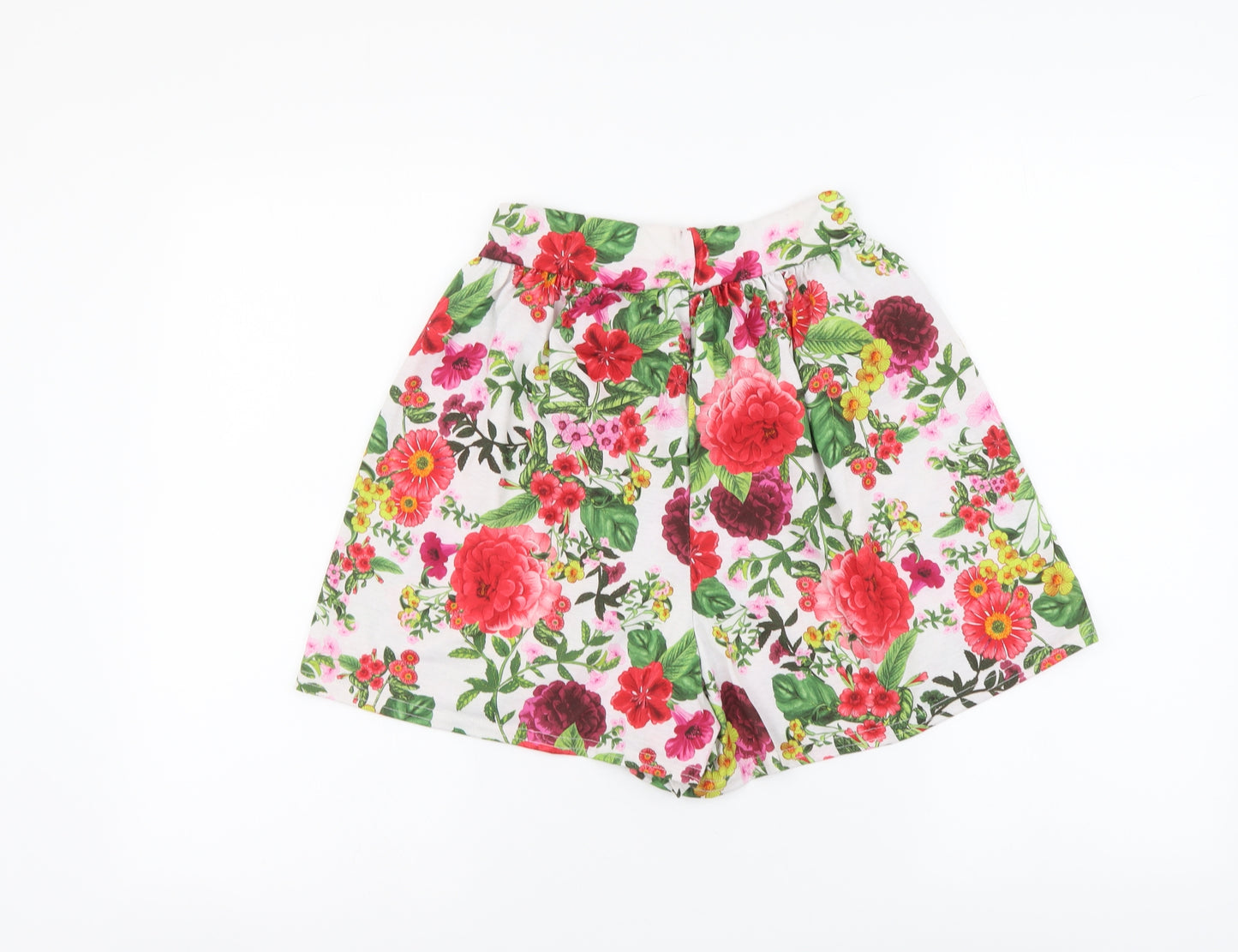 Boohoo Womens Multicoloured Floral Polyester Cut-Off Shorts Size 14 L3 in Regular Drawstring
