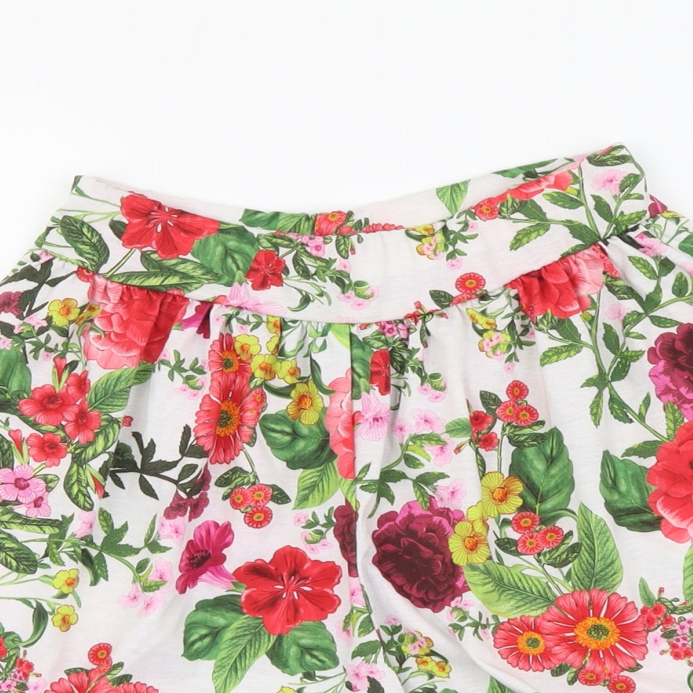 Boohoo Womens Multicoloured Floral Polyester Cut-Off Shorts Size 14 L3 in Regular Drawstring
