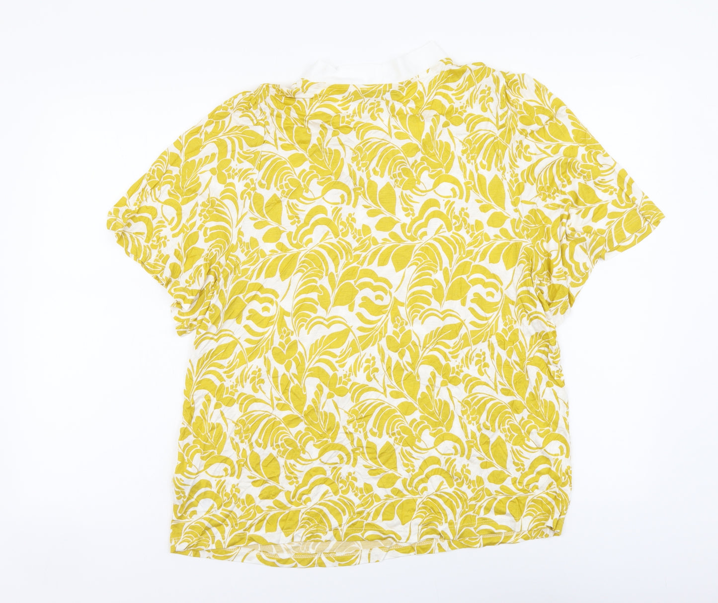 Marks and Spencer Womens Yellow Geometric Viscose Basic Blouse Size 16 Collared