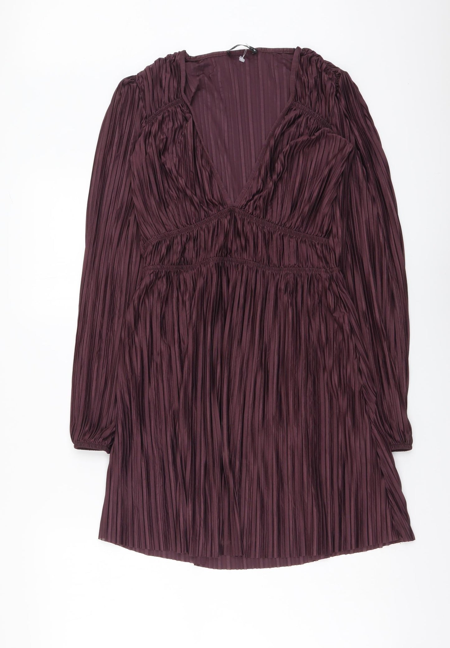 Zara Womens Purple Polyester A-Line Size M V-Neck Pullover