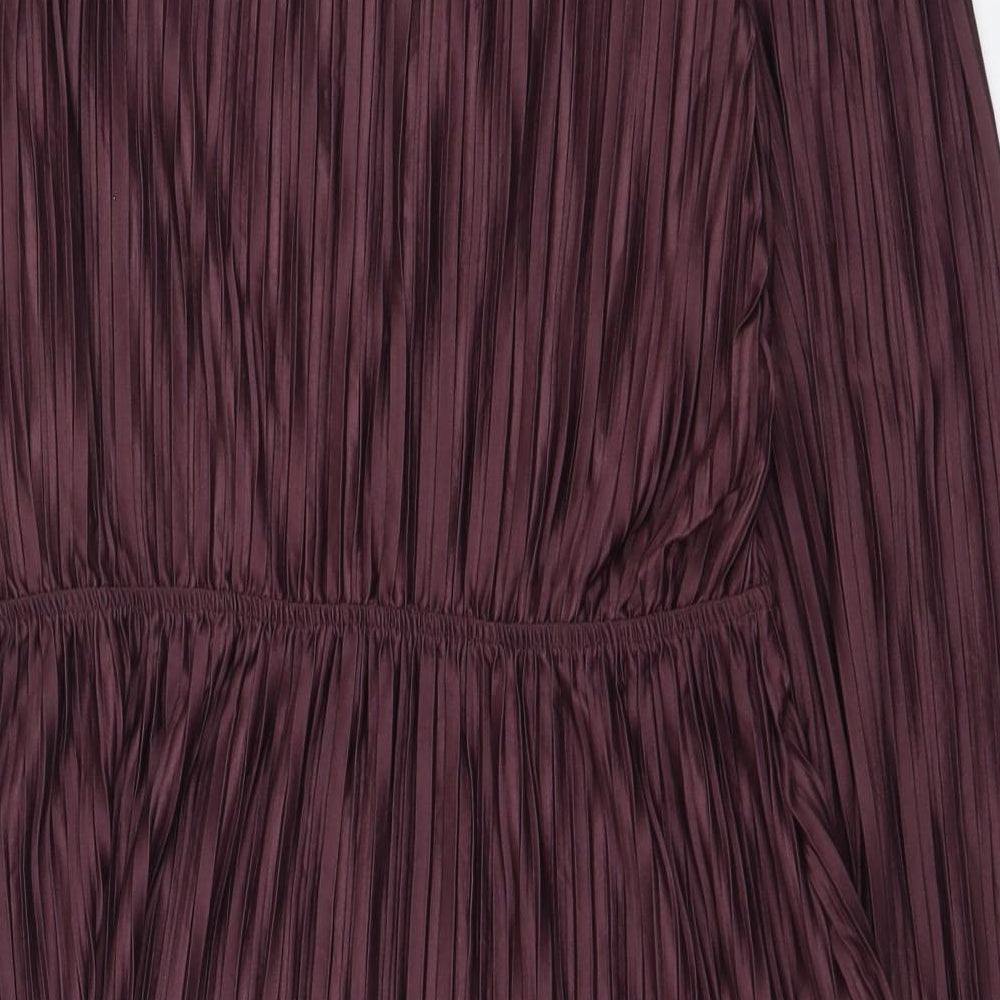 Zara Womens Purple Polyester A-Line Size M V-Neck Pullover