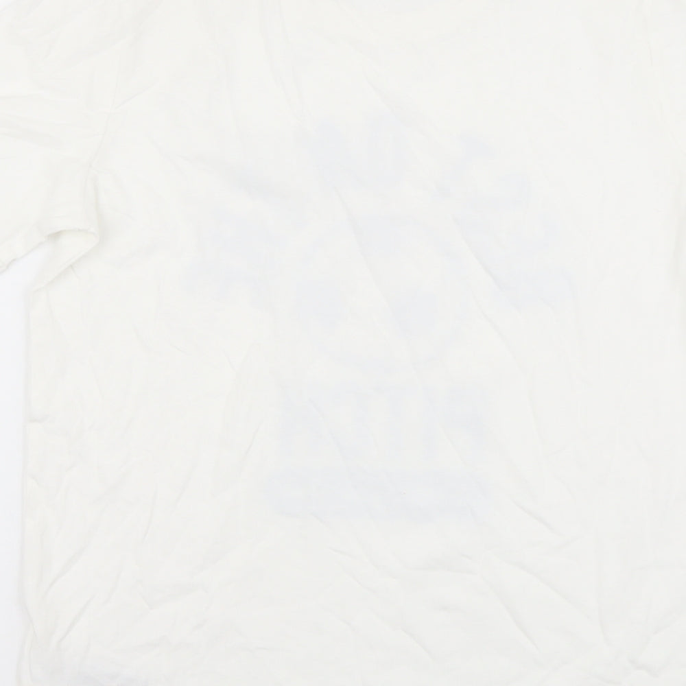 Marks and Spencer Boys Ivory Cotton Basic T-Shirt Size 12-13 Years Round Neck Pullover - Best on the Pitch