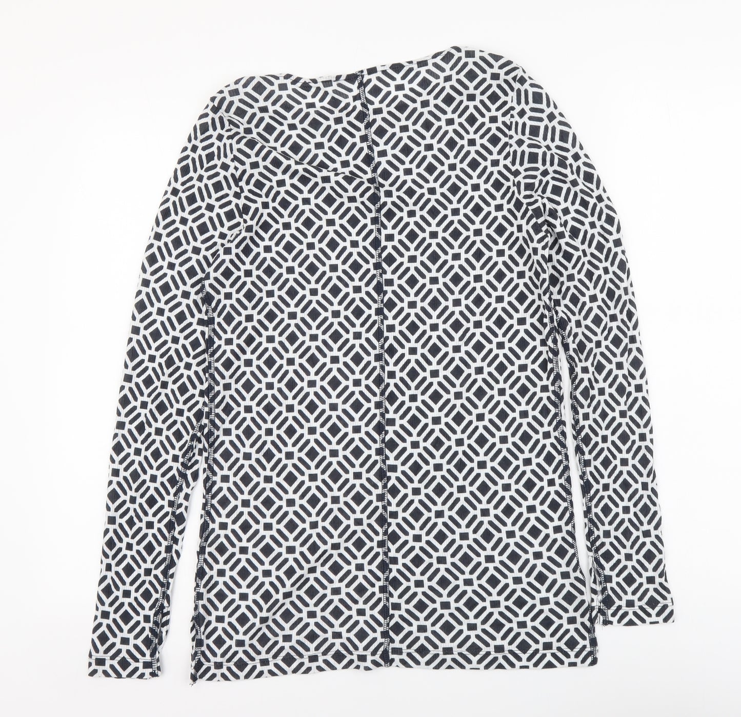 Marks and Spencer Womens Blue Geometric Lyocell Basic Blouse Size 12 Boat Neck
