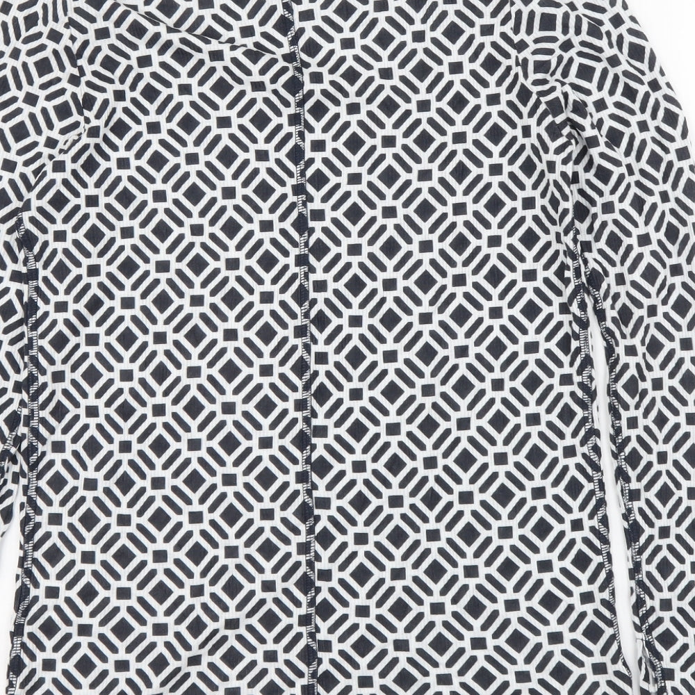 Marks and Spencer Womens Blue Geometric Lyocell Basic Blouse Size 12 Boat Neck