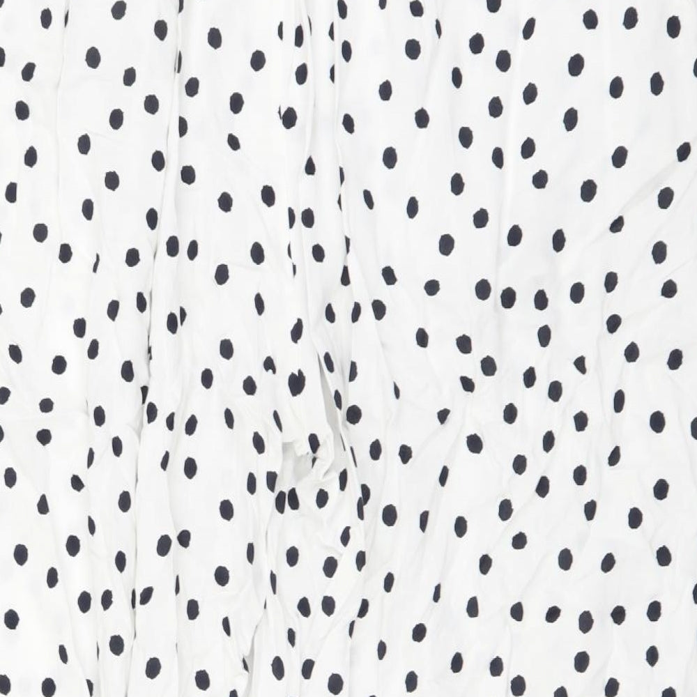 Marks and Spencer Womens White Polka Dot Viscose Cropped Trousers Size 12 L22 in Regular Button