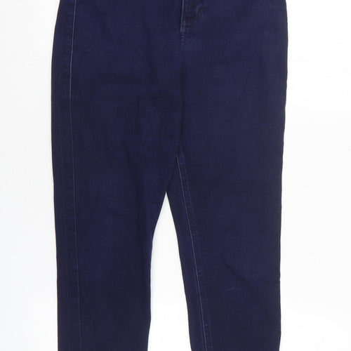Marks and Spencer Womens Blue 100% Cotton Skinny Jeans Size 10 L27 in Extra-Slim Zip