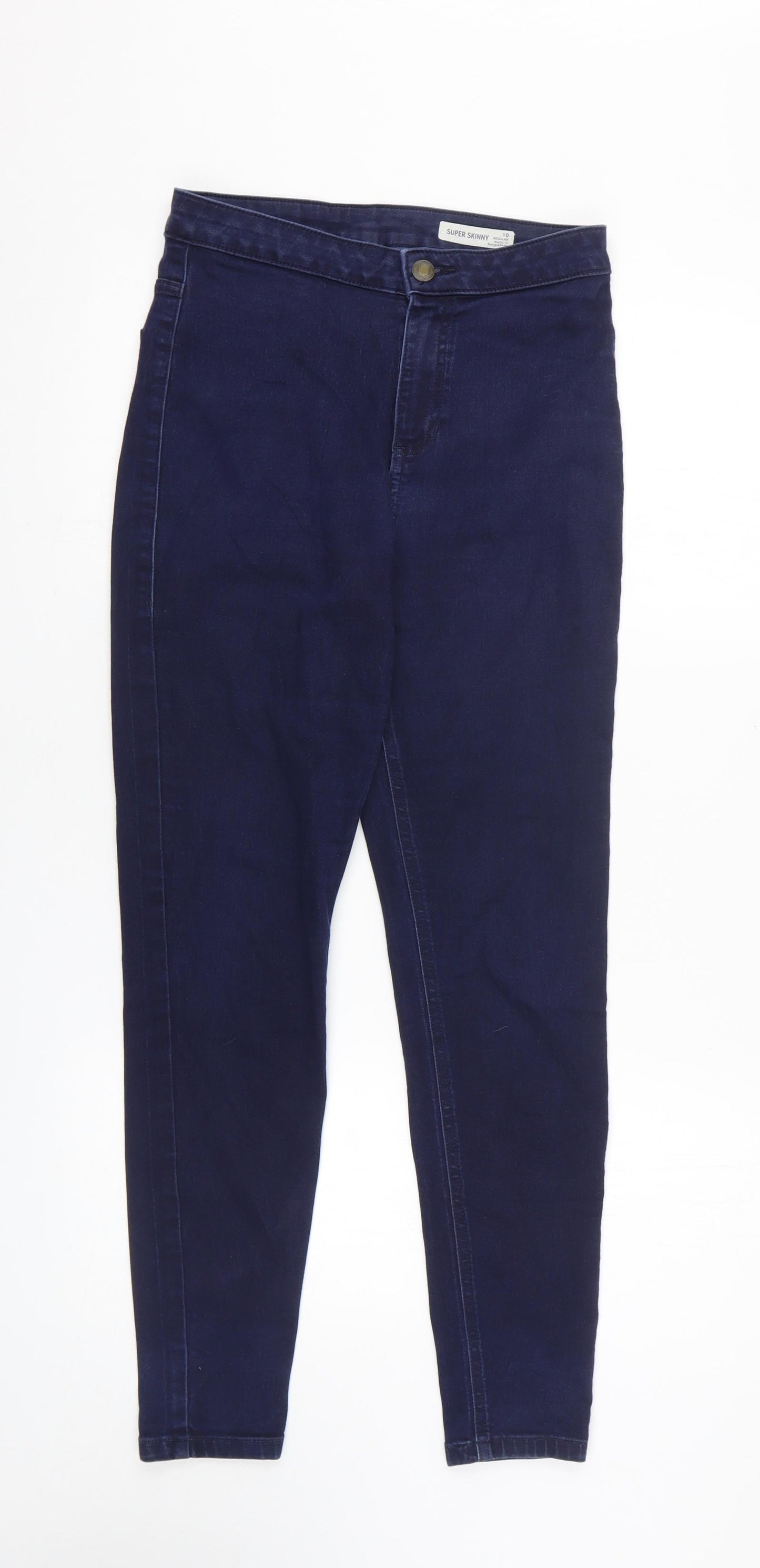 Marks and Spencer Womens Blue 100% Cotton Skinny Jeans Size 10 L27 in Extra-Slim Zip
