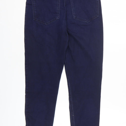 Marks and Spencer Womens Blue 100% Cotton Skinny Jeans Size 10 L27 in Extra-Slim Zip