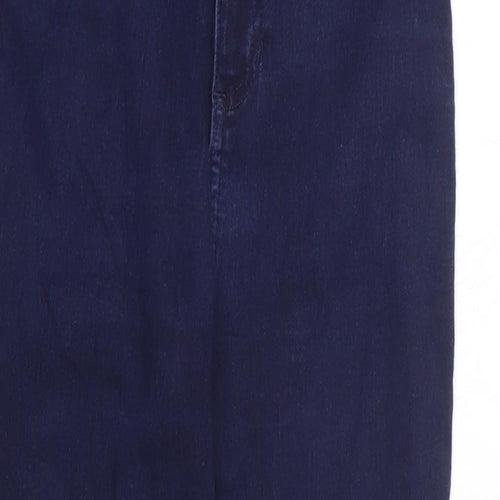 Marks and Spencer Womens Blue 100% Cotton Skinny Jeans Size 10 L27 in Extra-Slim Zip