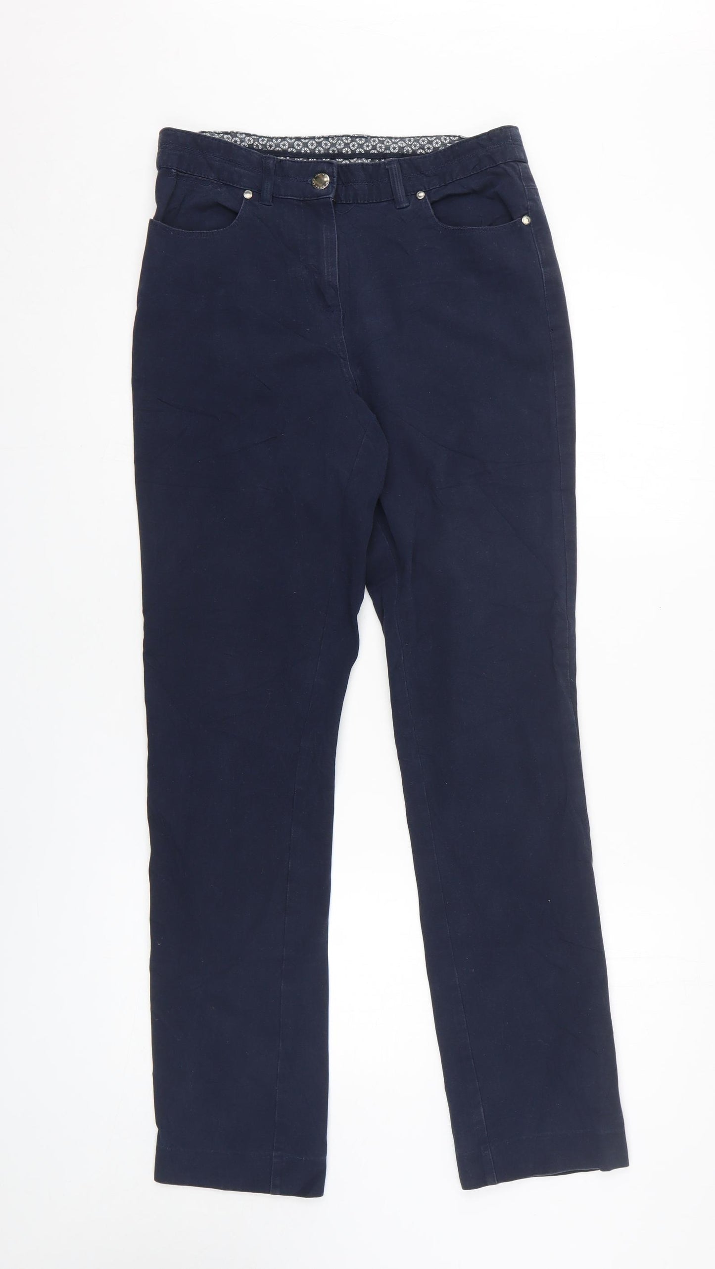 Maine Womens Blue Cotton Chino Trousers Size 10 L29 in Regular Zip