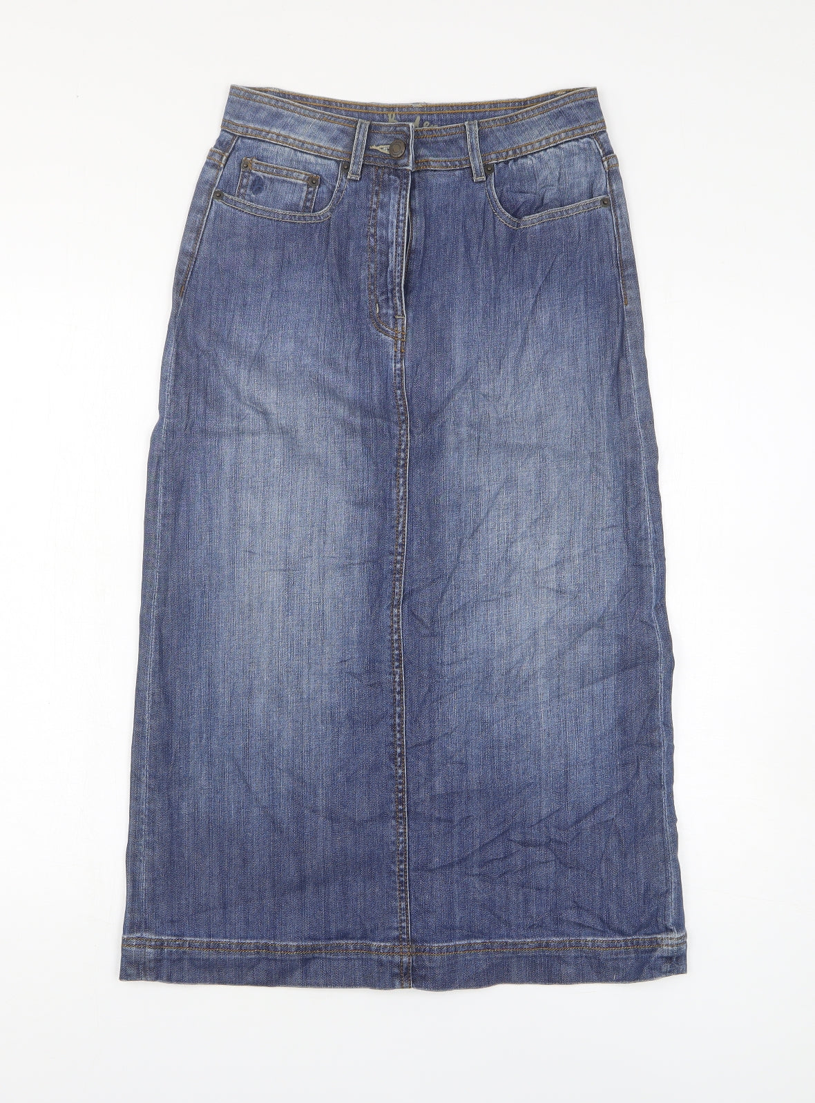 Boden Womens Blue Cotton A-Line Skirt Size 8 Zip