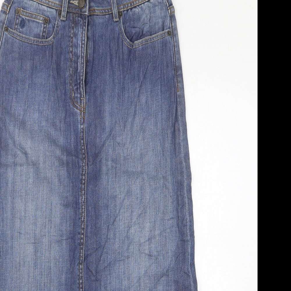 Boden Womens Blue Cotton A-Line Skirt Size 8 Zip