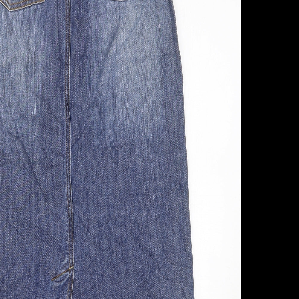 Boden Womens Blue Cotton A-Line Skirt Size 8 Zip
