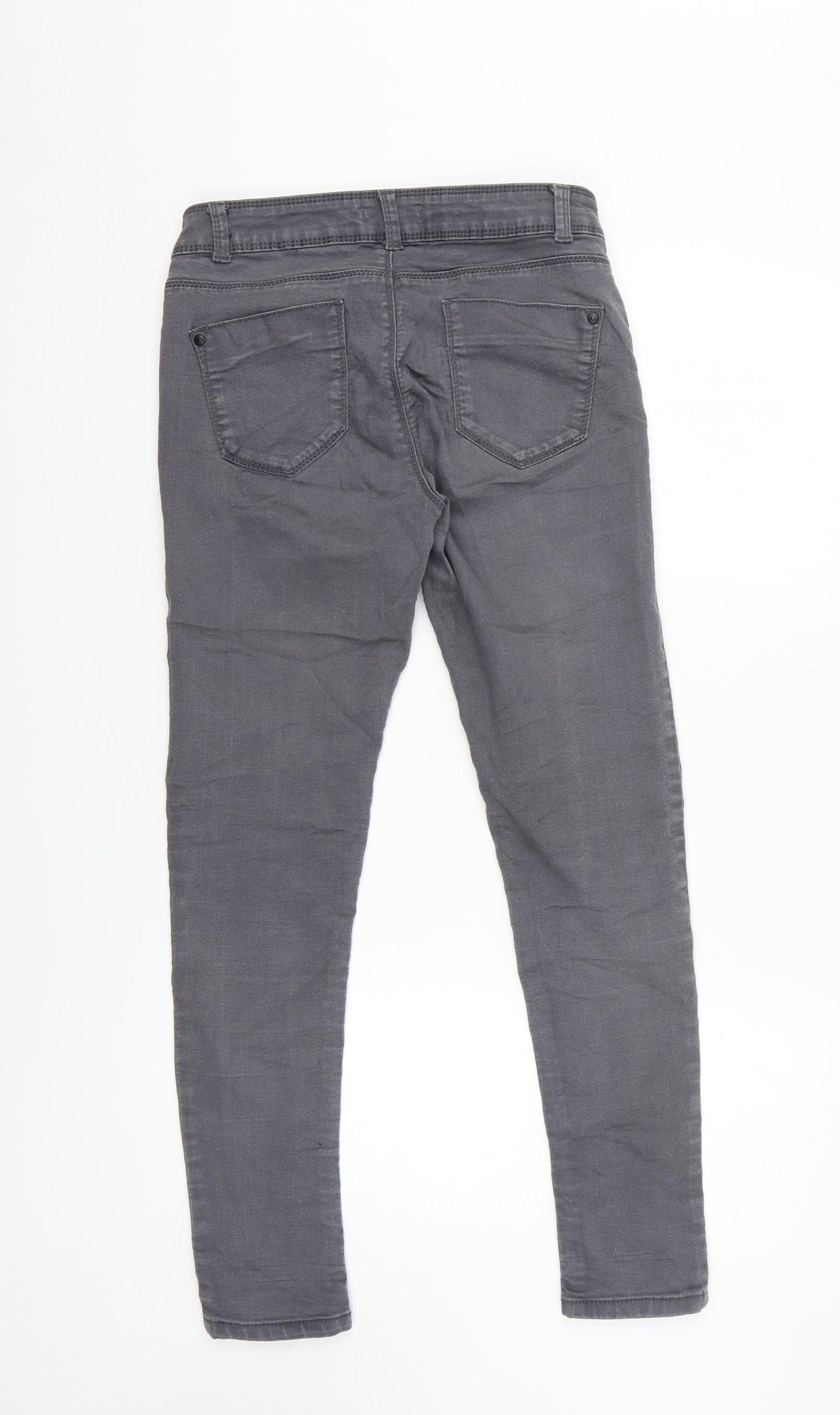 Dorothy Perkins Womens Grey Cotton Skinny Jeans Size 10 L26.5 in Regular Zip