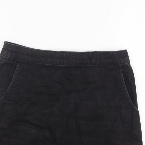 Topshop Womens Black Cotton Mini Skirt Size 25 in Zip