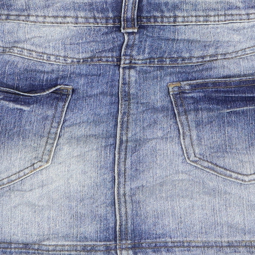Indigo Girls Blue Cotton Mini Skirt Size 10-11 Years Regular Zip