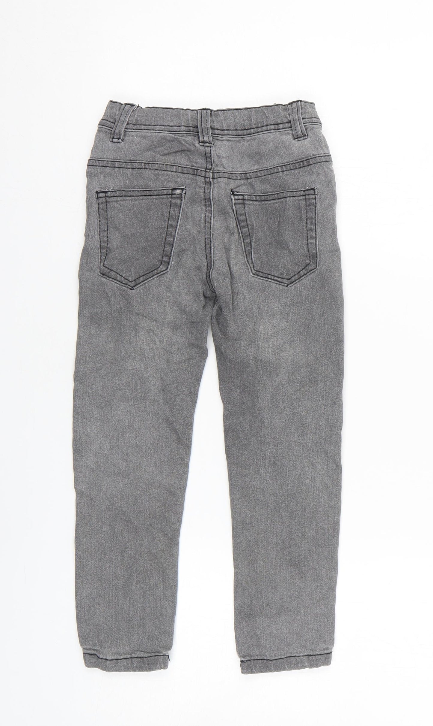 Denim & Co. Boys Grey Cotton Skinny Jeans Size 5-6 Years Slim Zip
