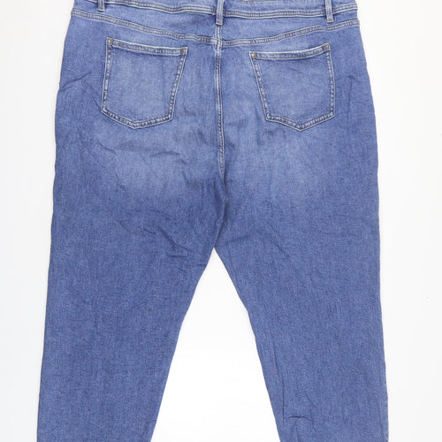Marks and Spencer Womens Blue Cotton Cropped Jeans Size 24 L23 in Relaxed Button