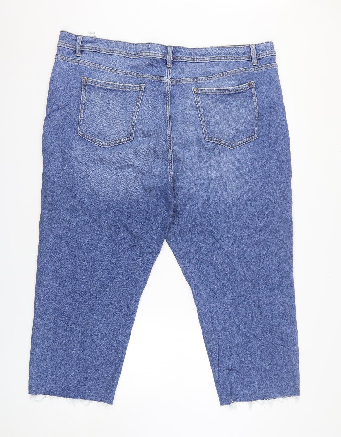 Marks and Spencer Womens Blue Cotton Cropped Jeans Size 24 L23 in Relaxed Button