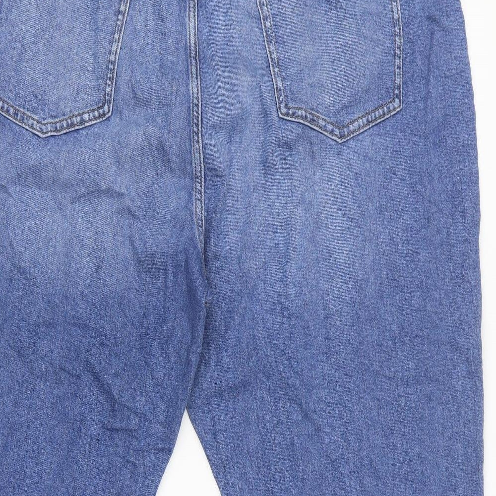 Marks and Spencer Womens Blue Cotton Cropped Jeans Size 24 L23 in Relaxed Button