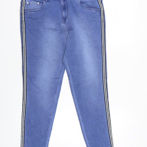 Focus Womens Blue Striped Cotton Skinny Jeans Size 34 in L25.5 in Regular Zip