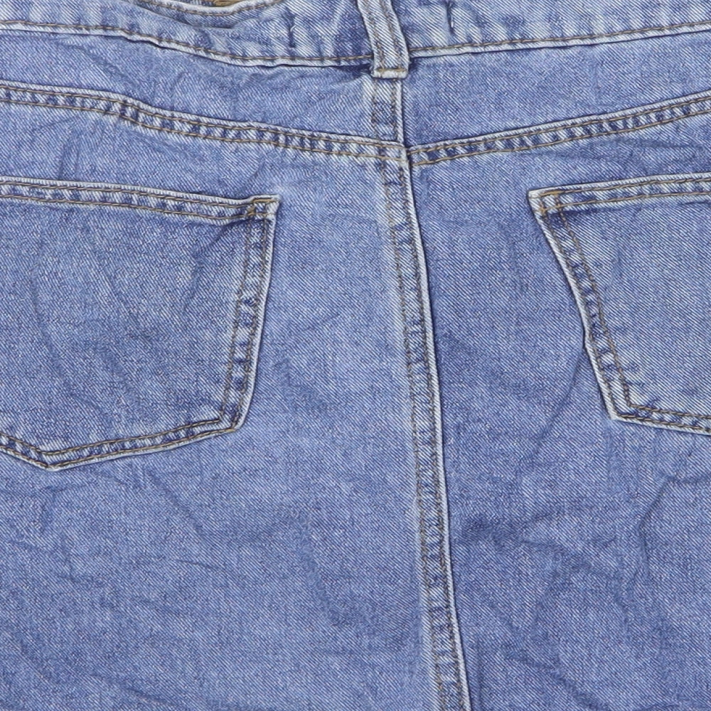 Denim & Co. Womens Blue Cotton Mini Skirt Size 14 Zip