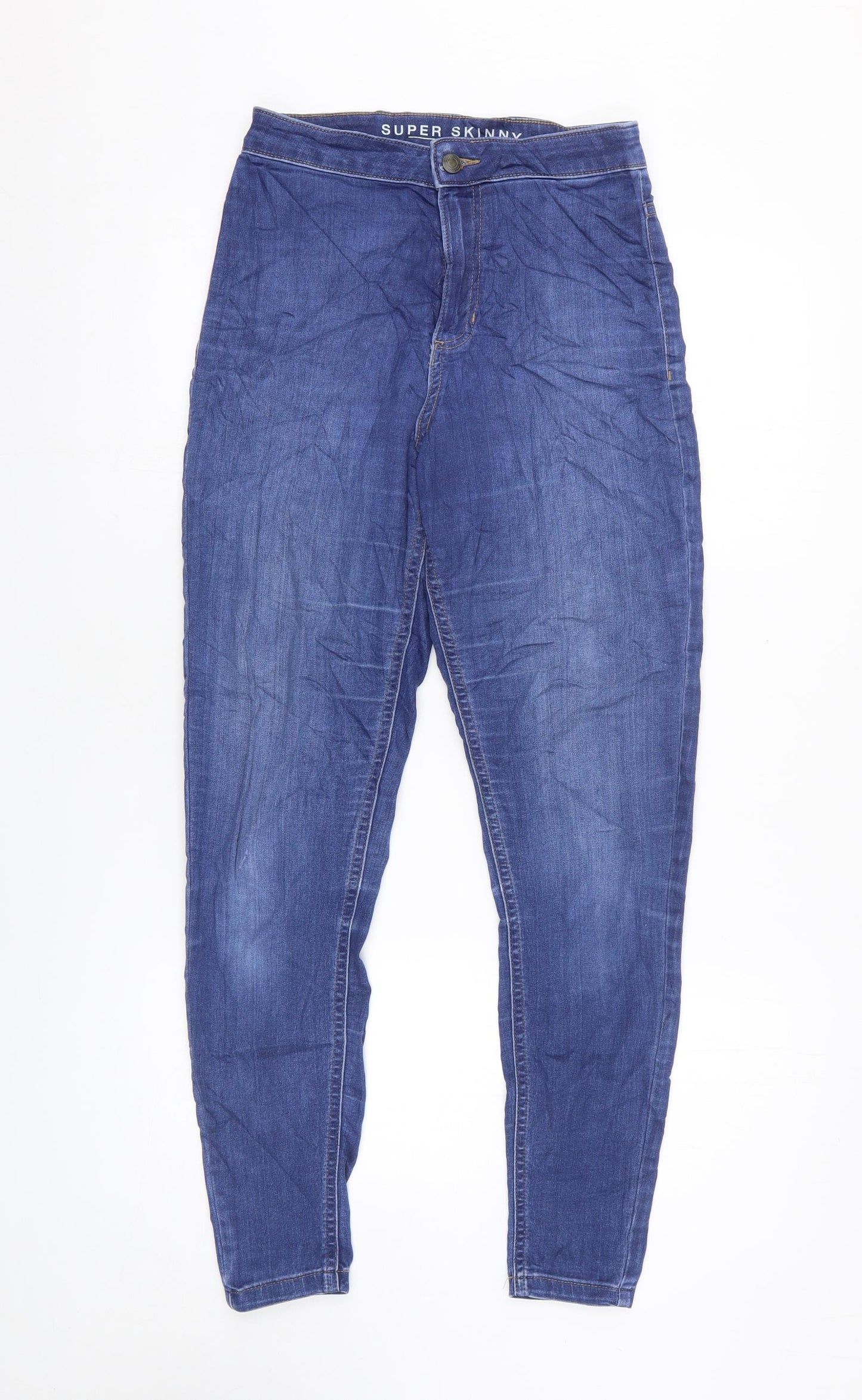 Marks and Spencer Womens Blue Cotton Skinny Jeans Size 8 L28 in Regular Zip