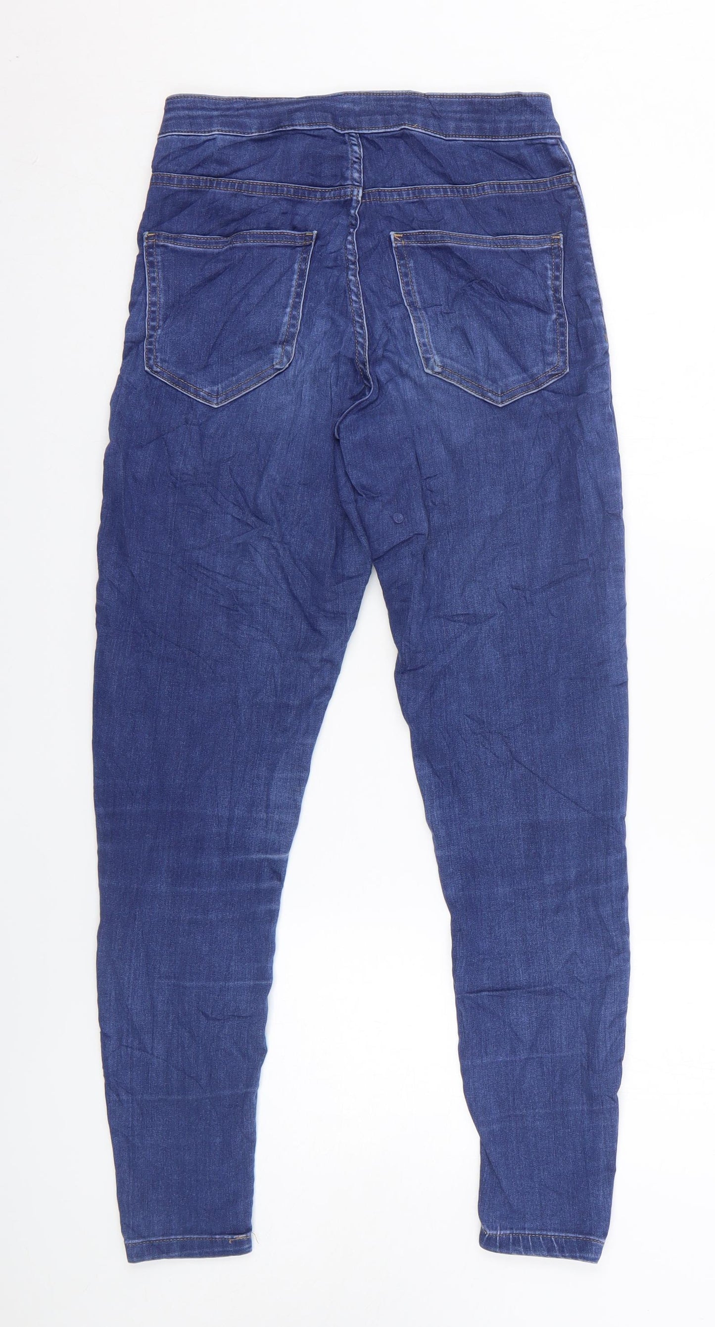 Marks and Spencer Womens Blue Cotton Skinny Jeans Size 8 L28 in Regular Zip