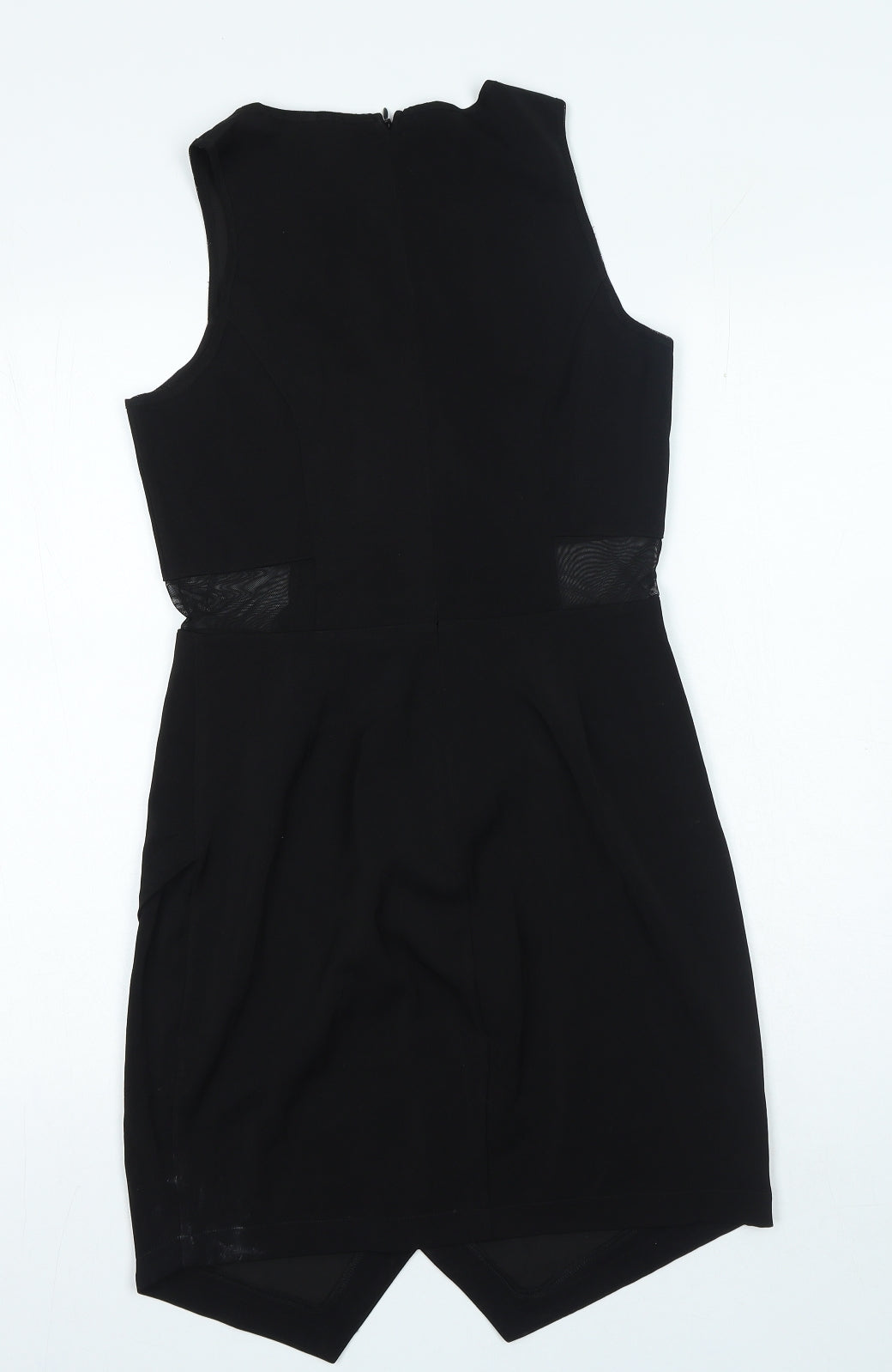 Missguided Womens Black Polyester Pencil Dress Size 12 Round Neck Zip