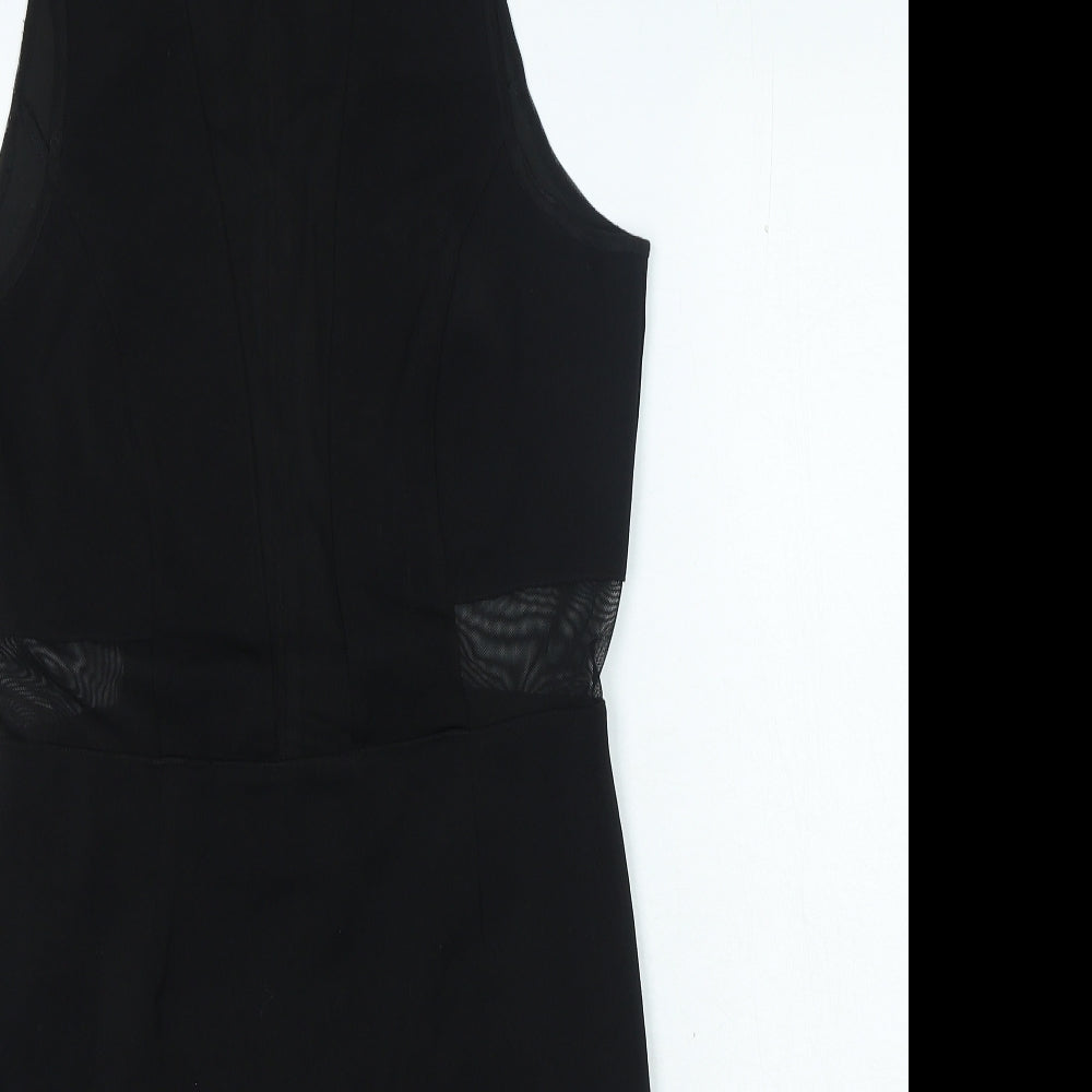 Missguided Womens Black Polyester Pencil Dress Size 12 Round Neck Zip