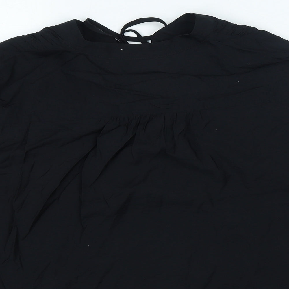 Marks and Spencer Womens Black Viscose Basic Blouse Size 12 Round Neck