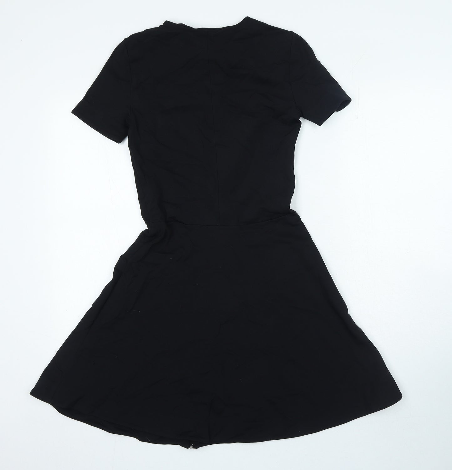 & Other Stories Womens Black Viscose A-Line Size 8 Round Neck Zip