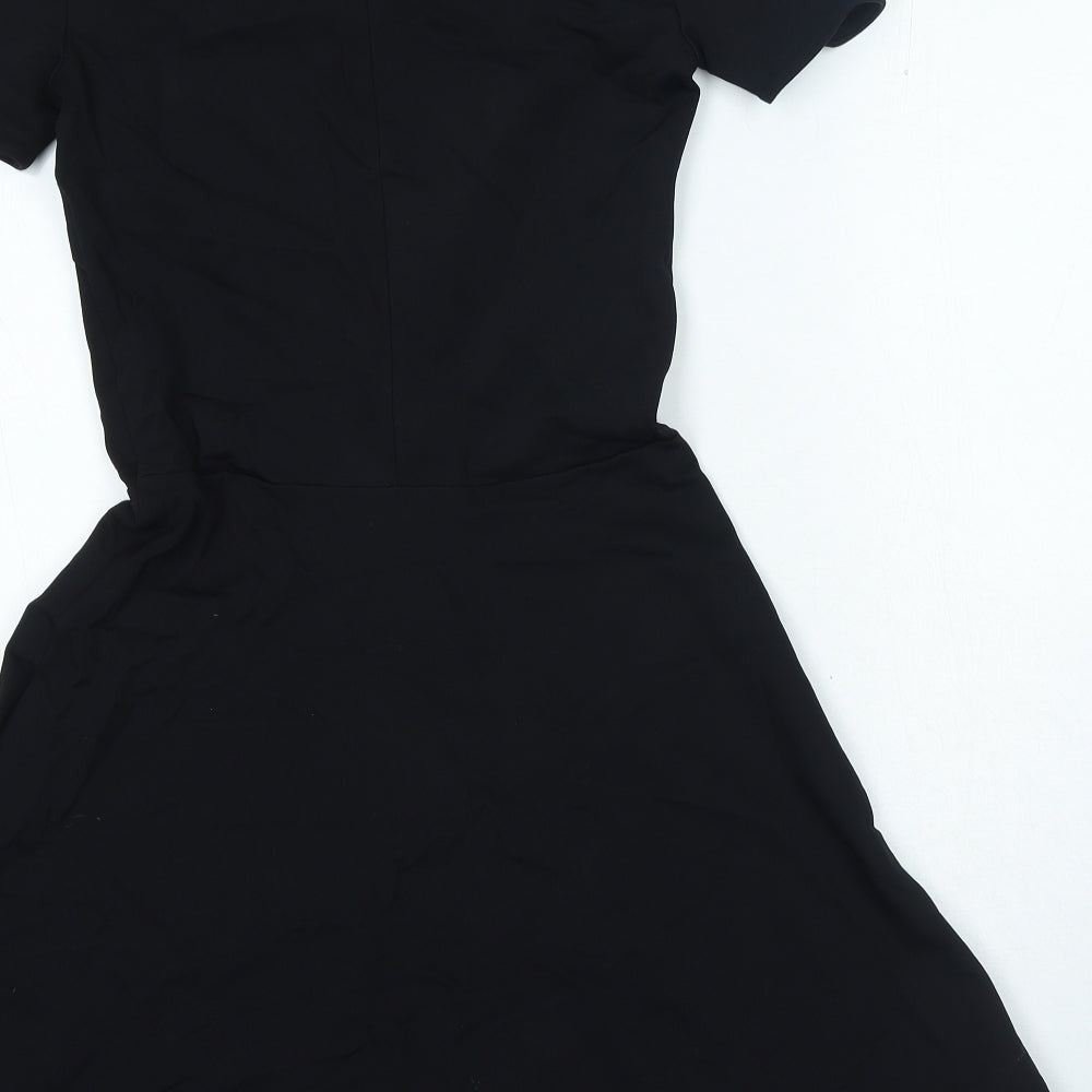 & Other Stories Womens Black Viscose A-Line Size 8 Round Neck Zip