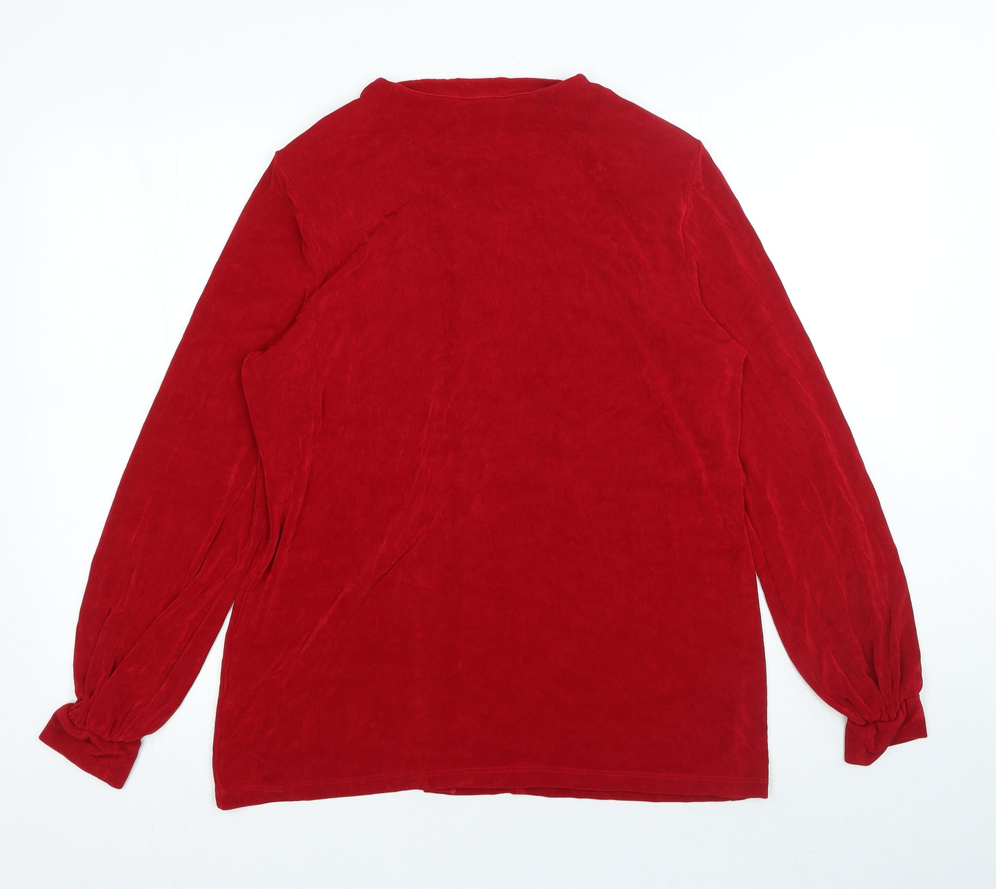 Kim&Co Womens Red Crew Neck Acetate Cardigan Jumper Size L