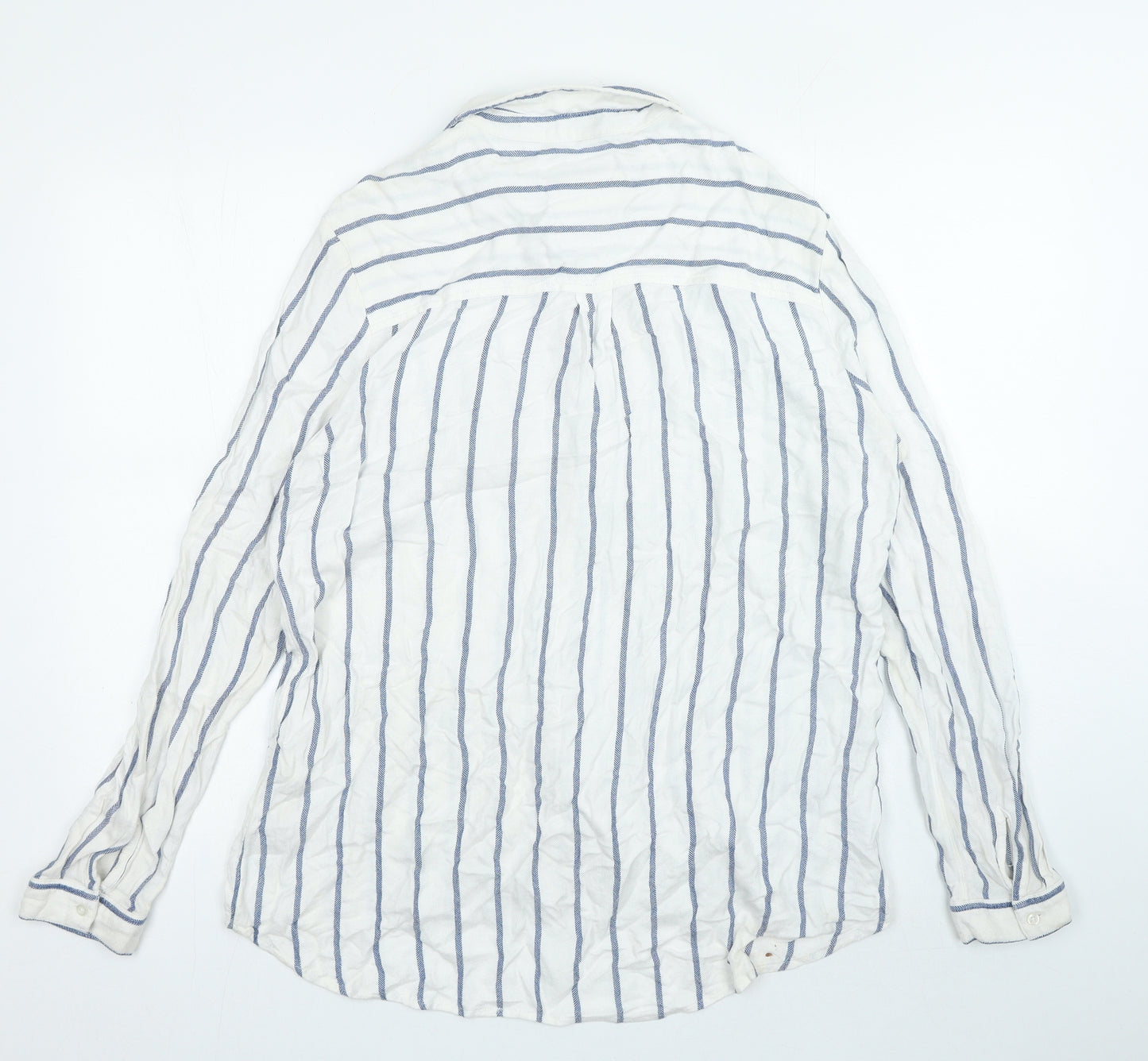 Superdry Womens White Striped Cotton Top Pyjama Top Size M Button