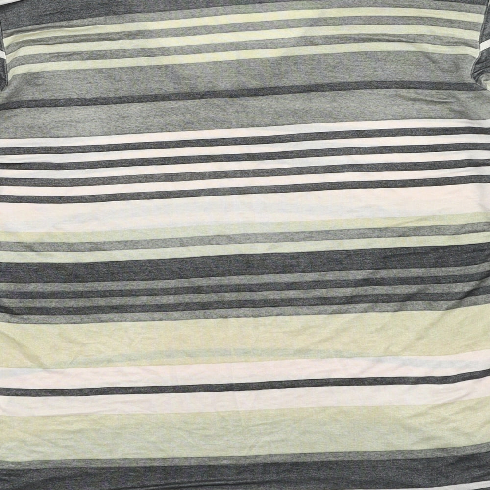 Charlotte Halton Womens Multicoloured Striped Acetate Basic T-Shirt Size L V-Neck