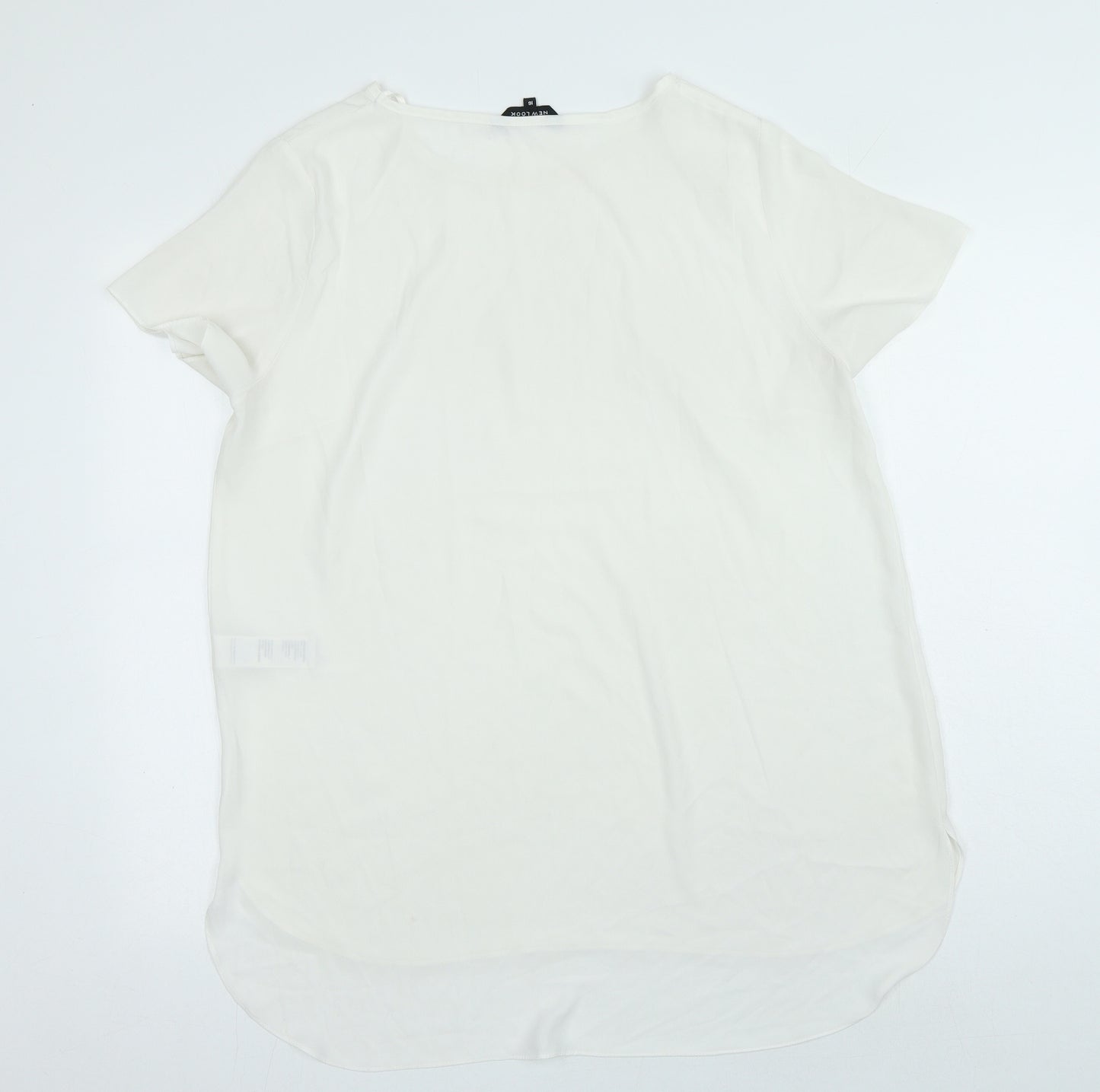 New Look Womens White Polyester Tunic Blouse Size 16 Round Neck