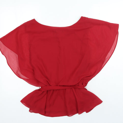 JRNY Womens Red Polyester Basic Blouse Size 6 Boat Neck